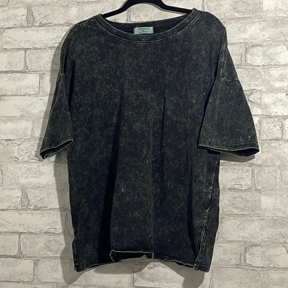 Zenana Green Acid Washed Short sleeved T-Shirt XL